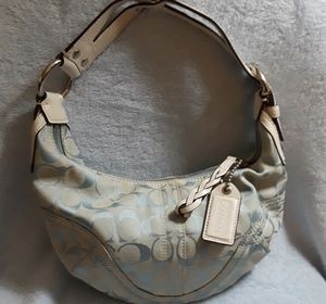 Coach monogram shoulder bag, light blue
